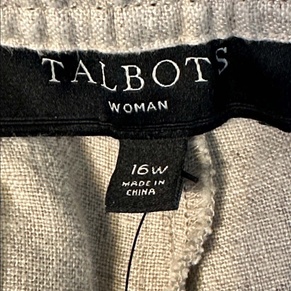 NWT Talbots Womens Natural Linen Draw String Capri Pants Size 16W - Picture 12 of 13
